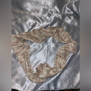 Pink and neutral colored infinity scarf